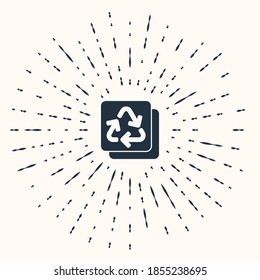 Grey Recycle symbol icon isolated on beige background. Circular arrow icon. Environment recyclable go green. Abstract circle random dots. Vector.