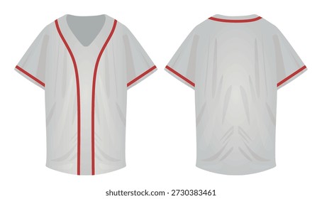 Graues und rotes Baseballhemd. Vektorgrafik	