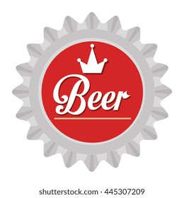 grey and red beer symbol front view over isolated background, vector illustration 