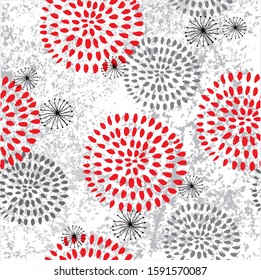 grey and red circles on white background