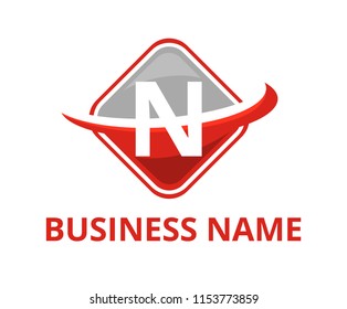 grey and red color circular square box get slice into half logo graphic design with modern clean style for technology industry company with initial type letter n on it