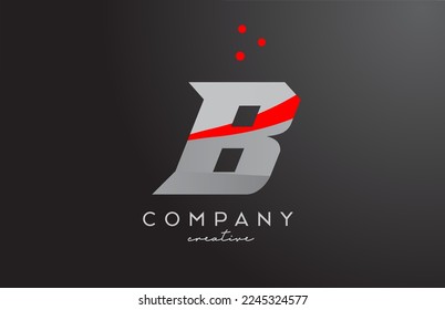 grey red dots B alphabet bold letter logo. Creative template design for business and company