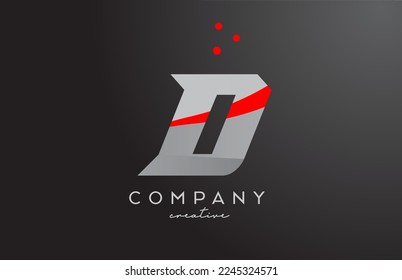grey red dots D alphabet bold letter logo. Creative template design for business and company