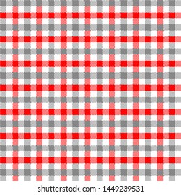 Grey and Red Gingham pattern. Texture from squares for - plaid, tablecloths, clothes, shirts, dresses, paper, bedding, blankets, quilts and other textile products. Vector illustration EPS 10