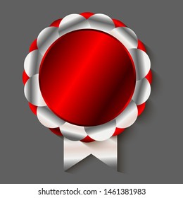 Grey red medal isolated with shadow