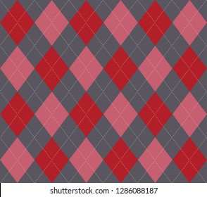 Grey, Red and Pink Argyle Seamless Pattern
