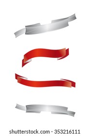 Grey and red ribbon set 