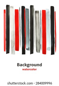 Grey and red stripes watercolor background with text space