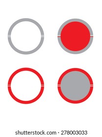 Grey and Red Vector Circular Frame Set