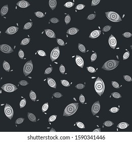 Grey Reddish eye due to viral, bacterial or allergic conjunctivitis icon isolated seamless pattern on black background.  Vector Illustration