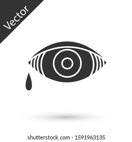Grey Reddish eye due to viral, bacterial or allergic conjunctivitis icon isolated on white background.  Vector Illustration