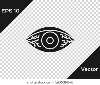 Grey Reddish eye due to viral, bacterial or allergic conjunctivitis icon isolated on transparent background.  Vector Illustration
