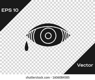 Grey Reddish eye due to viral, bacterial or allergic conjunctivitis icon isolated on transparent background.  Vector Illustration