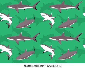 Grey Reef Shark Cartoon Background Seamless Wallpaper