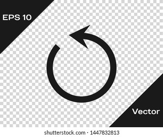 Grey Refresh icon isolated on transparent background. Reload symbol. Rotation arrow in a circle sign.  Vector Illustration