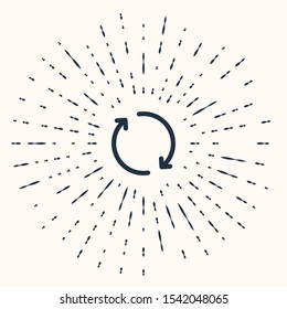 Grey Refresh icon isolated on beige background. Reload symbol. Rotation arrows in a circle sign. Abstract circle random dots. Vector Illustration