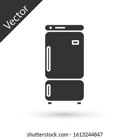 Grey Refrigerator icon isolated on white background. Fridge freezer refrigerator. Household tech and appliances.  Vector Illustration