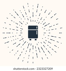 Grey Refrigerator icon isolated on beige background. Fridge freezer refrigerator. Household tech and appliances. Abstract circle random dots. Vector