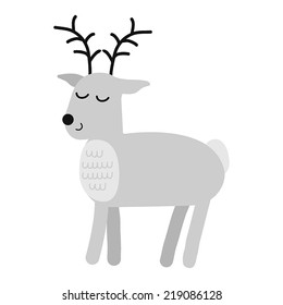 Grey reindeer. Holiday vector illustration