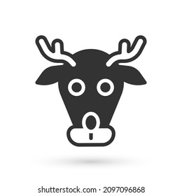 Grey Reindeer icon isolated on white background. Merry Christmas and Happy New Year.  Vector