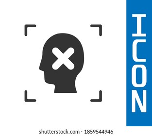 Grey Rejection face recognition icon isolated on white background. Face identification scanner icon. Facial id. Cyber security concept.  Vector