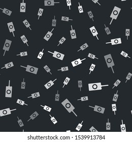 Grey Remote control icon isolated seamless pattern on black background.  Vector Illustration
