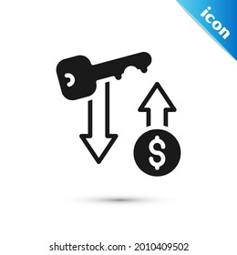 Grey Rent key icon isolated on white background. The concept of the house turnkey.  Vector