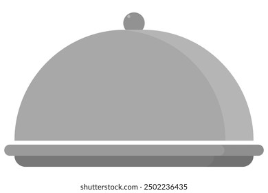 Grey restaurant cloche isolated on a white background.