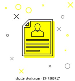 Grey Resume line icon isolated on white background. CV application. Searching professional staff. Analyzing personnel resume. Vector Illustration
