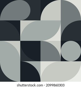 Grey  Retro abstract squares, triangles, circles, vector template.
