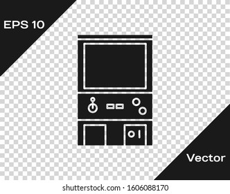 Grey Retro arcade game machine icon isolated on transparent background.  Vector Illustration