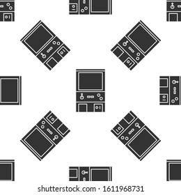 Grey Retro arcade game machine icon isolated seamless pattern on white background.  Vector Illustration