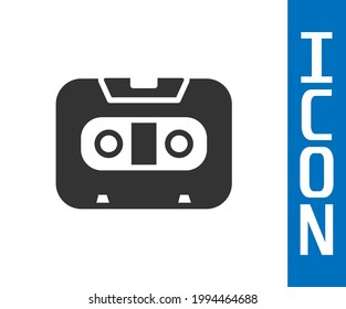 Grey Retro audio cassette tape icon isolated on white background.  Vector