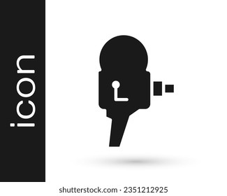 Grey Retro cinema camera icon isolated on white background. Video camera. Movie sign. Film projector.  Vector Illustration
