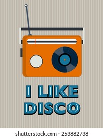 grey retro disco poster with radio