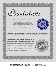 Grey Retro invitaGrey Vintage invitation template. Retro design. Customizable, Easy to edit and change colors. With background. tion. Easy to print. Money style design. Detailed. 