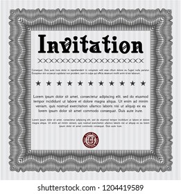 Grey Retro invitation. Artistry design. Complex background. Detailed. 