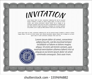 Grey Retro invitation. Artistry design. Vector illustration. With quality background. 