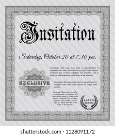 Grey Retro invitation. With background. Vector illustration. Money Pattern. 
