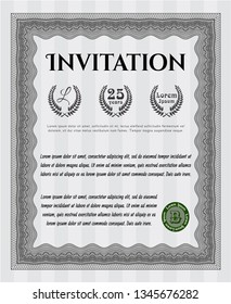 Grey Retro invitation. Beauty design. With linear background. Detailed. 