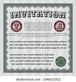 Grey Retro invitation. Beauty design. With complex linear background. Customizable, Easy to edit and change colors. 