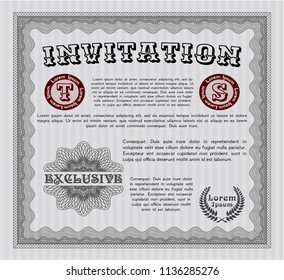 Grey Retro invitation. With complex background. Modern design. Vector illustration. 