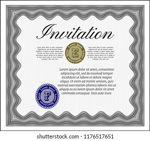 Grey Retro invitation. Complex background. Modern design. Customizable, Easy to edit and change colors. 