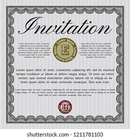 Grey Retro invitation. Complex background. Beauty design. Detailed. 