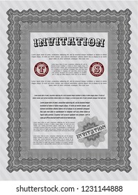 Grey Retro invitation. With complex background. Superior design. Customizable, Easy to edit and change colors. 