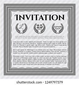 Grey Retro invitation. With complex background. Vector illustration. Cordial design. 