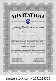 Grey Retro invitation. With complex background. Detailed. Money design. 