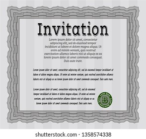 Grey Retro invitation. Complex background. Detailed. Sophisticated design. 