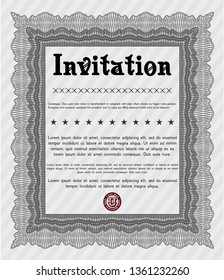Grey Retro invitation. Complex background. Detailed. Artistry design. 
