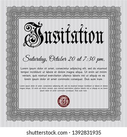 Grey Retro invitation. With complex background. Retro design. Vector illustration. 